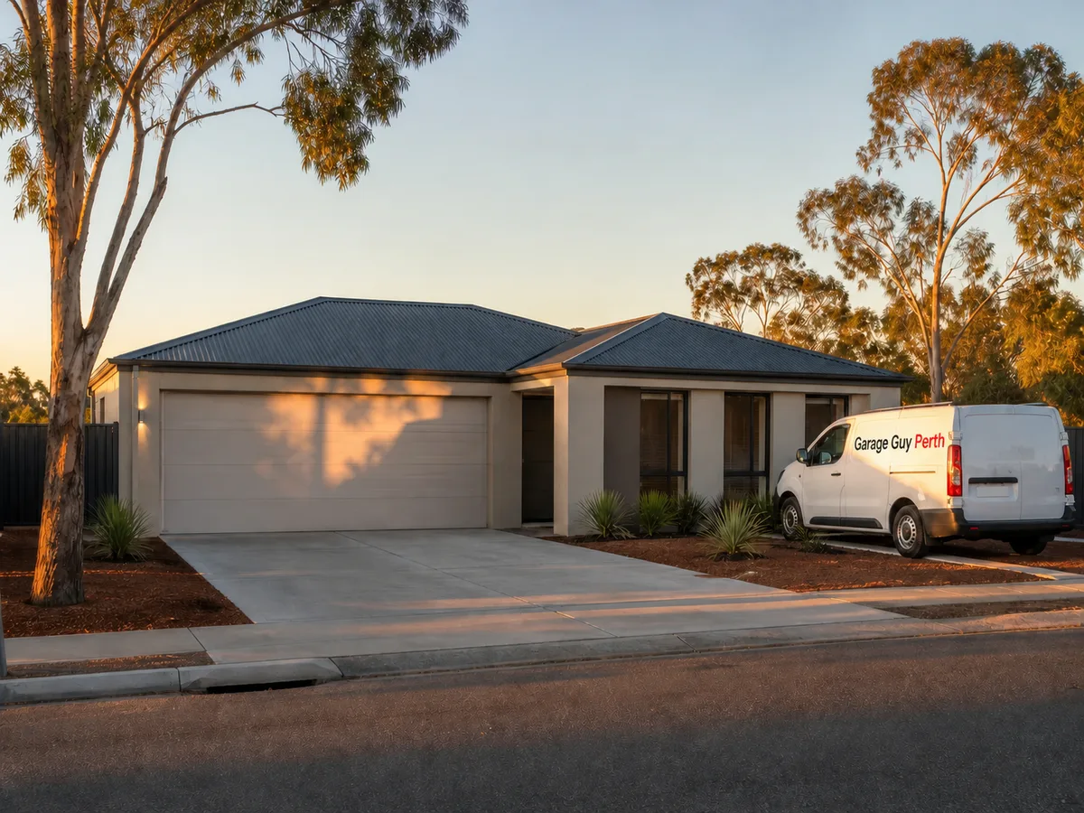 Garage door service on a residential street in Aubin Grove, Perth WA