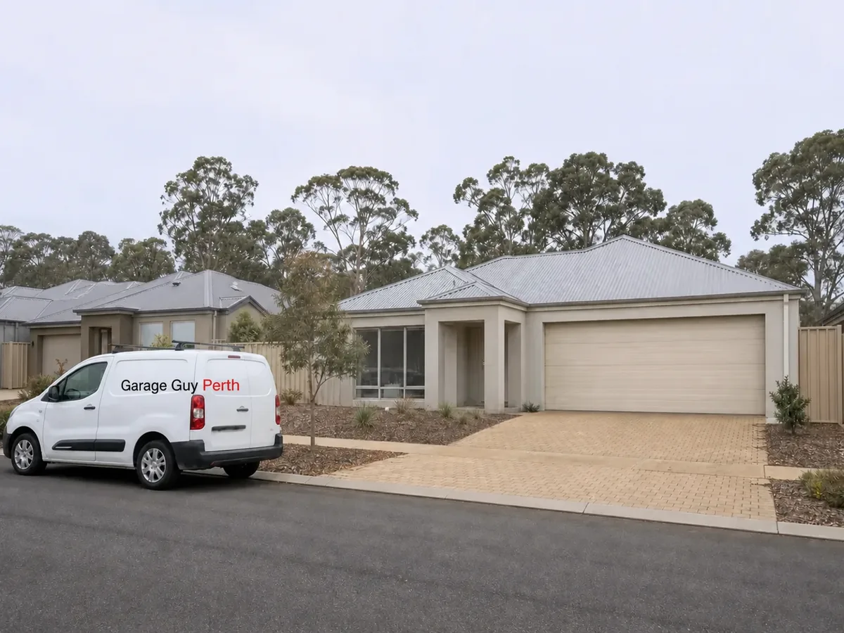 Garage door service on a residential street in Aveley, Perth WA