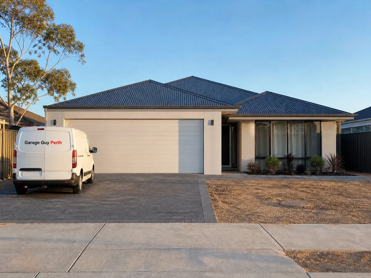 Garage door service on a residential street in Baldivis, Perth WA