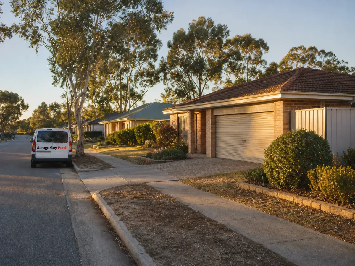 Garage door service on a residential street in Ballajura, Perth WA