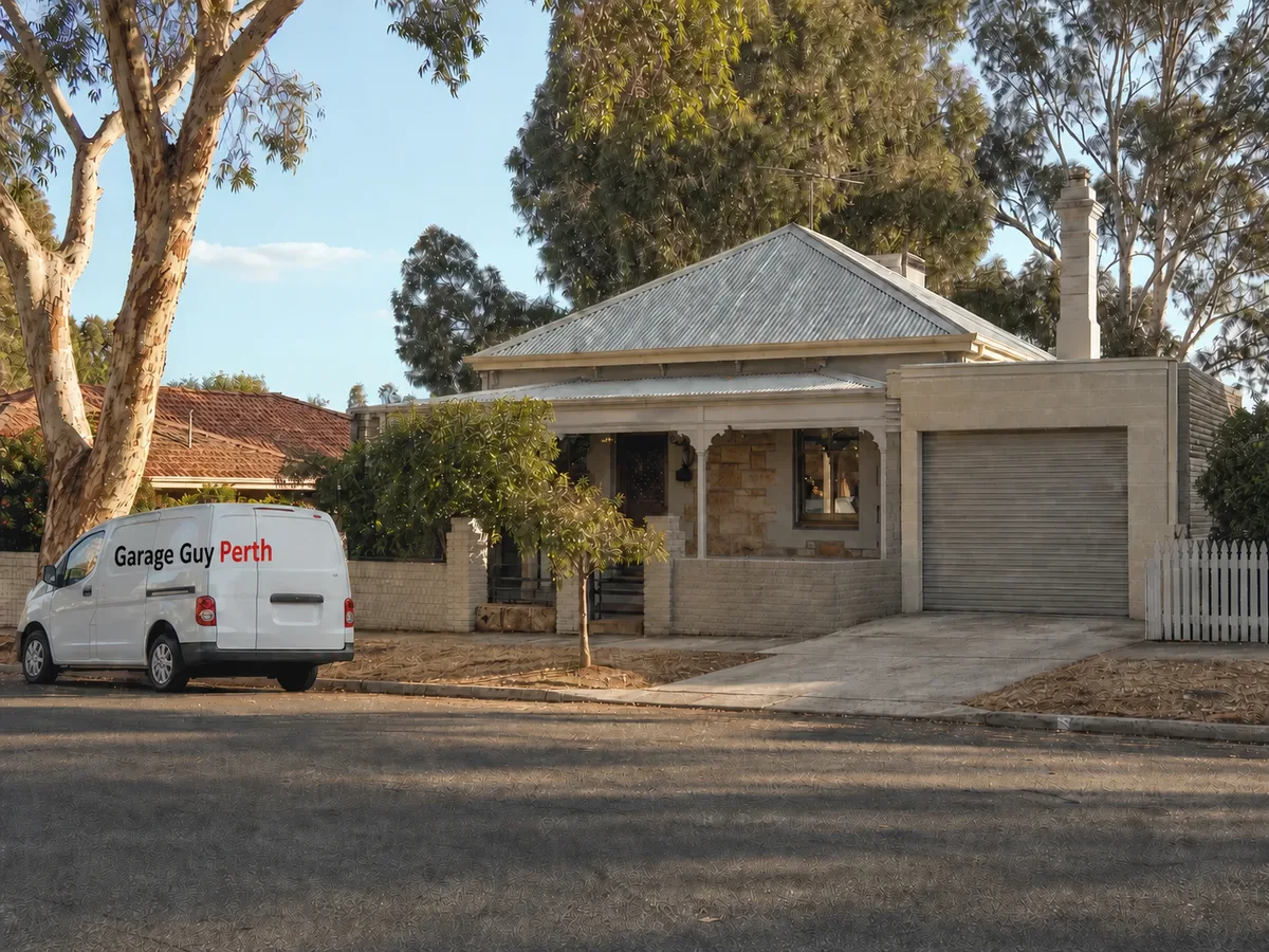 Garage door service on a residential street in Beaconsfield, Perth WA