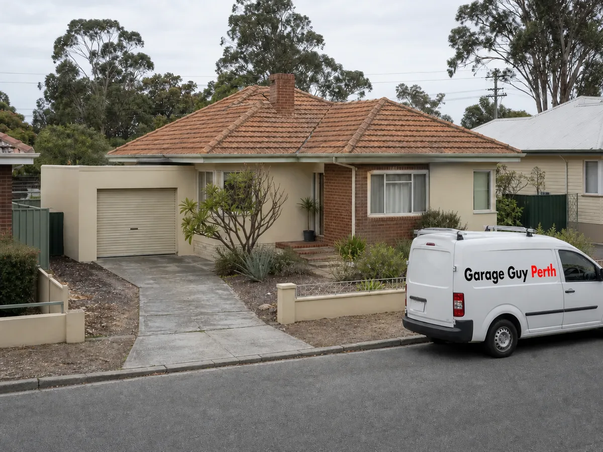Garage door service on a residential street in Bedford, Perth WA
