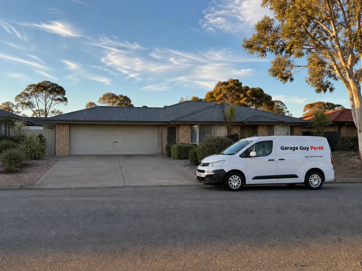 Garage door service on a residential street in Beldon, Perth WA