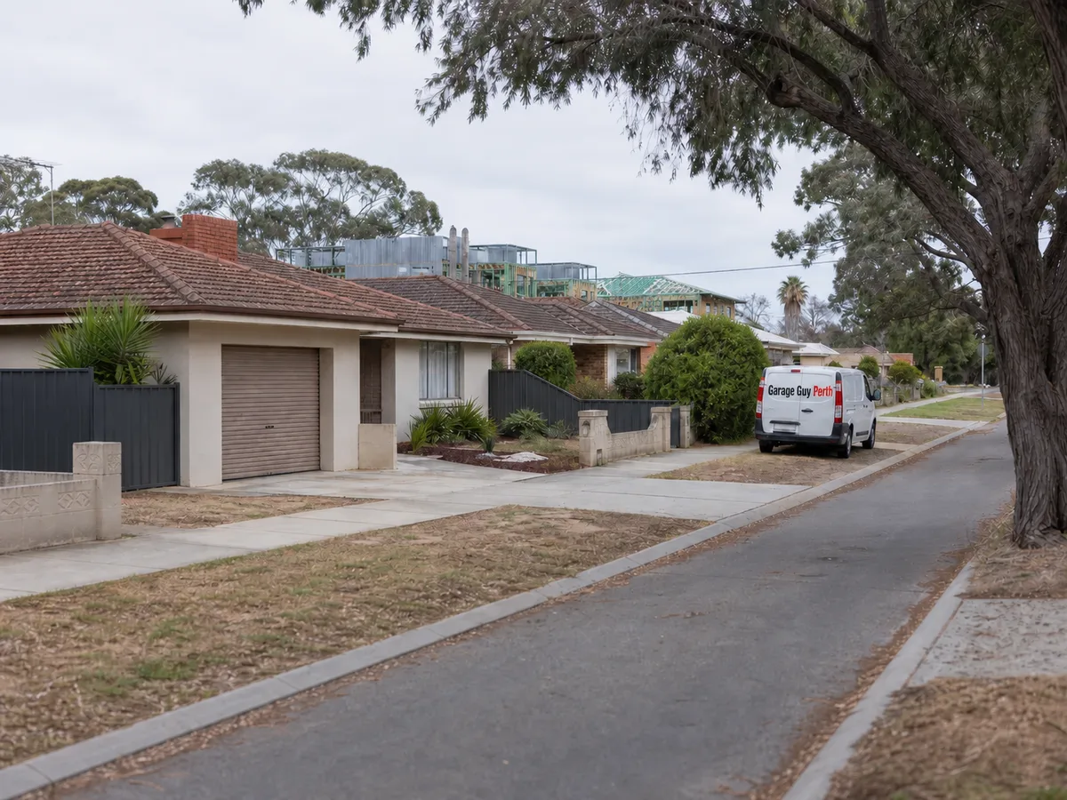 Garage door service on a residential street in Belmont, Perth WA