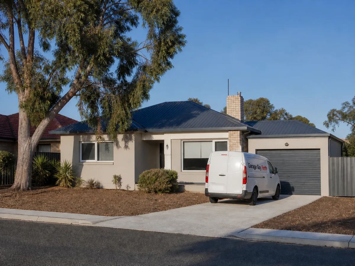 Garage door service on a residential street in Bentley, Perth WA
