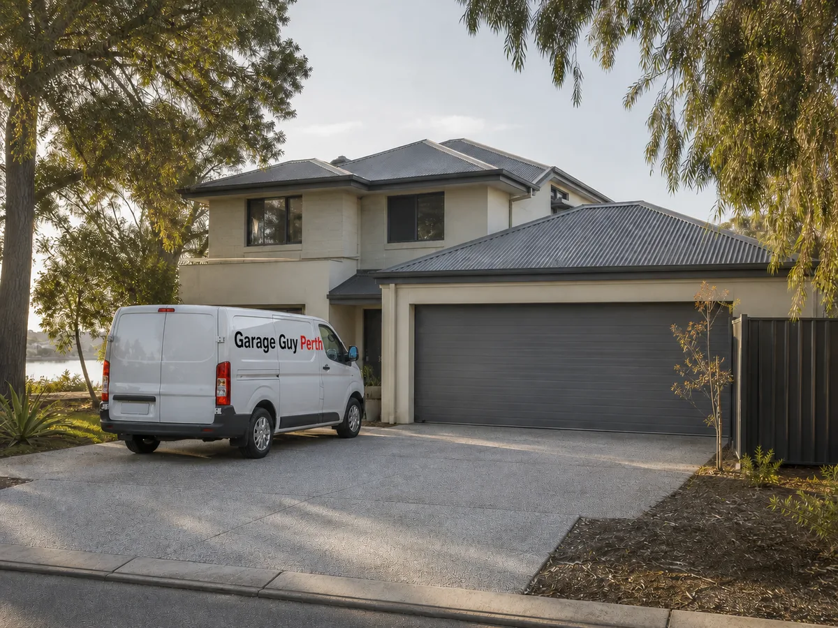 Garage door service on a residential street in Booragoon, Perth WA