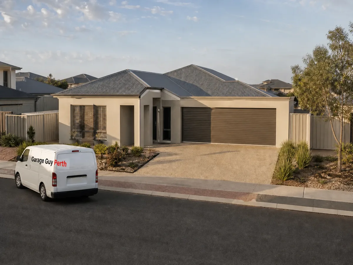 Garage door service on a residential street in Burns Beach, Perth WA