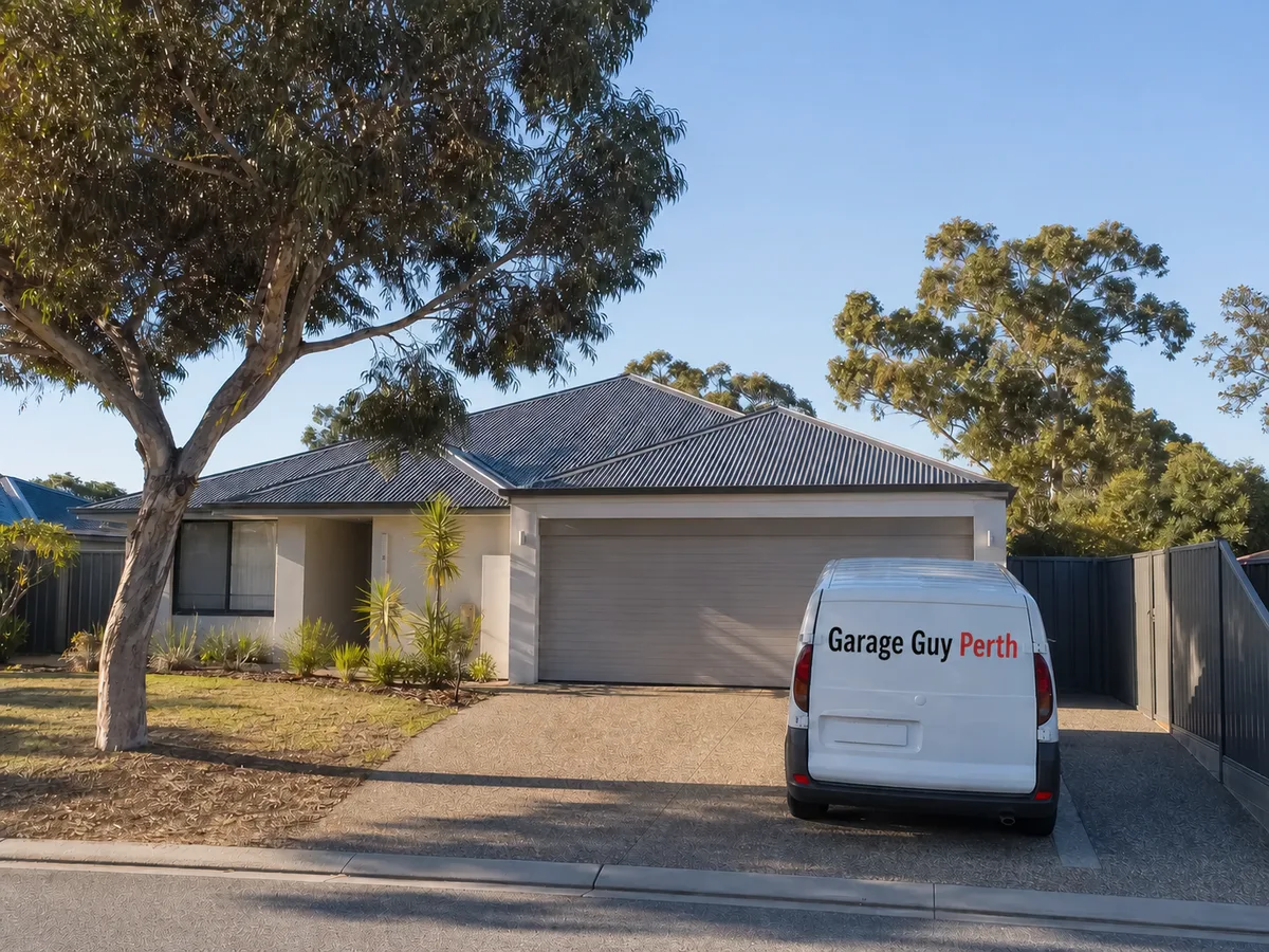 Garage door service on a residential street in Cannington, Perth WA