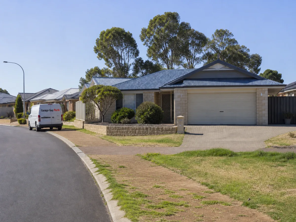 Garage door service on a residential street in Clarkson, Perth WA