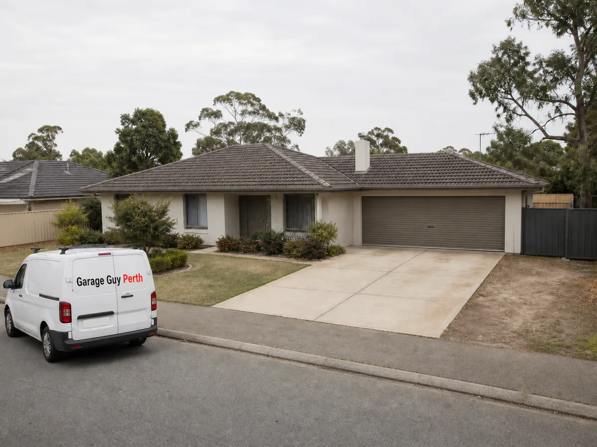 Garage door service on a residential street in Cloverdale, Perth WA