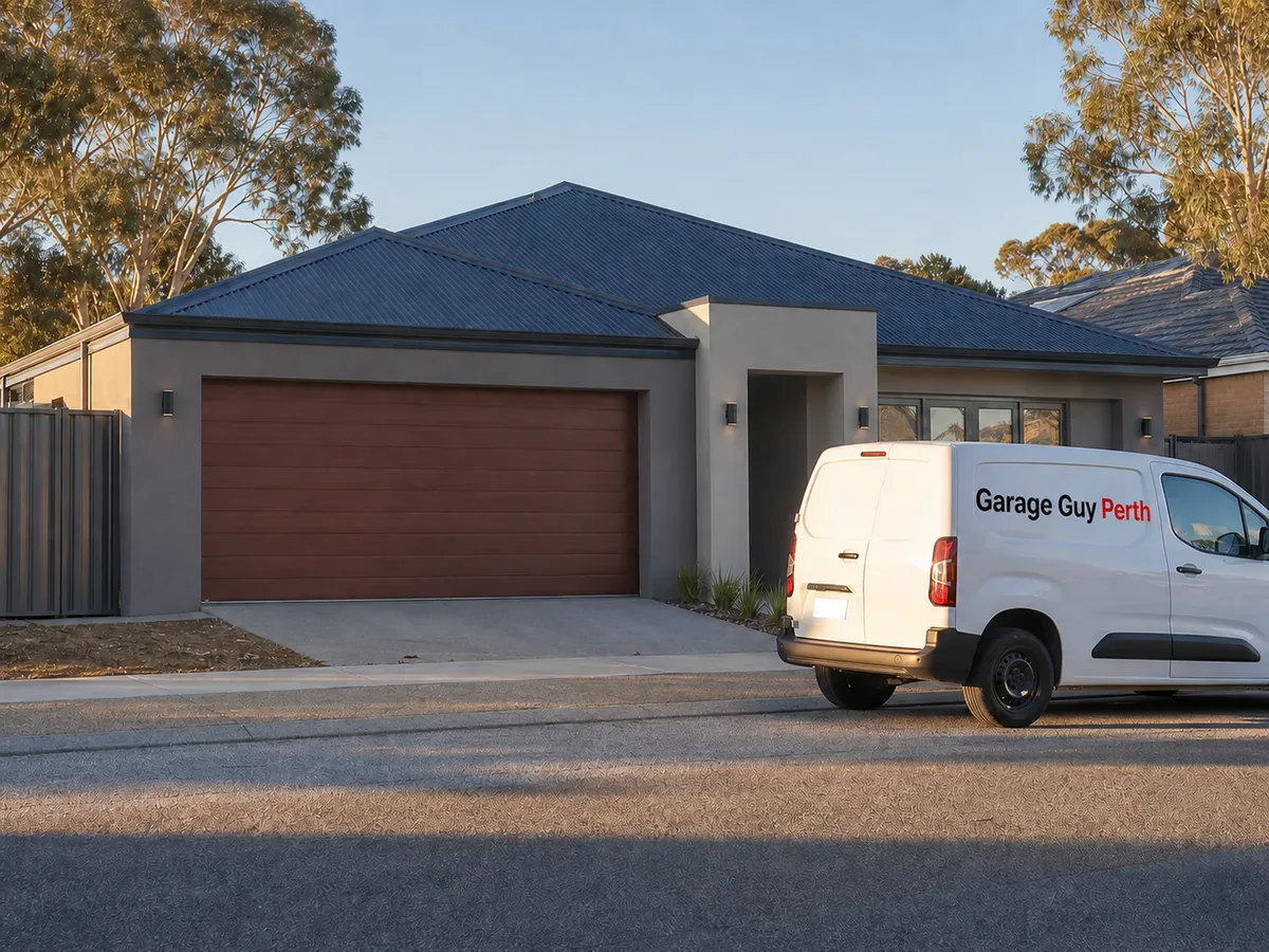 Garage door service on a residential street in Cockburn Central, Perth WA