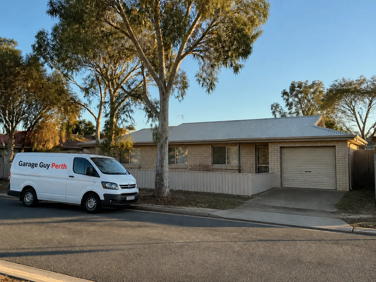 Garage door service on a residential street in Cooloongup, Perth WA