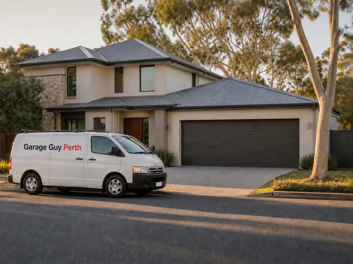 Garage door service on a residential street in Crawley, Perth WA