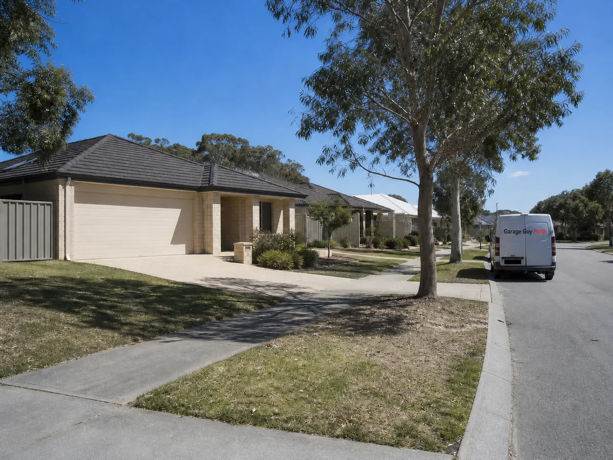 Garage door service on a residential street in Currambine, Perth WA