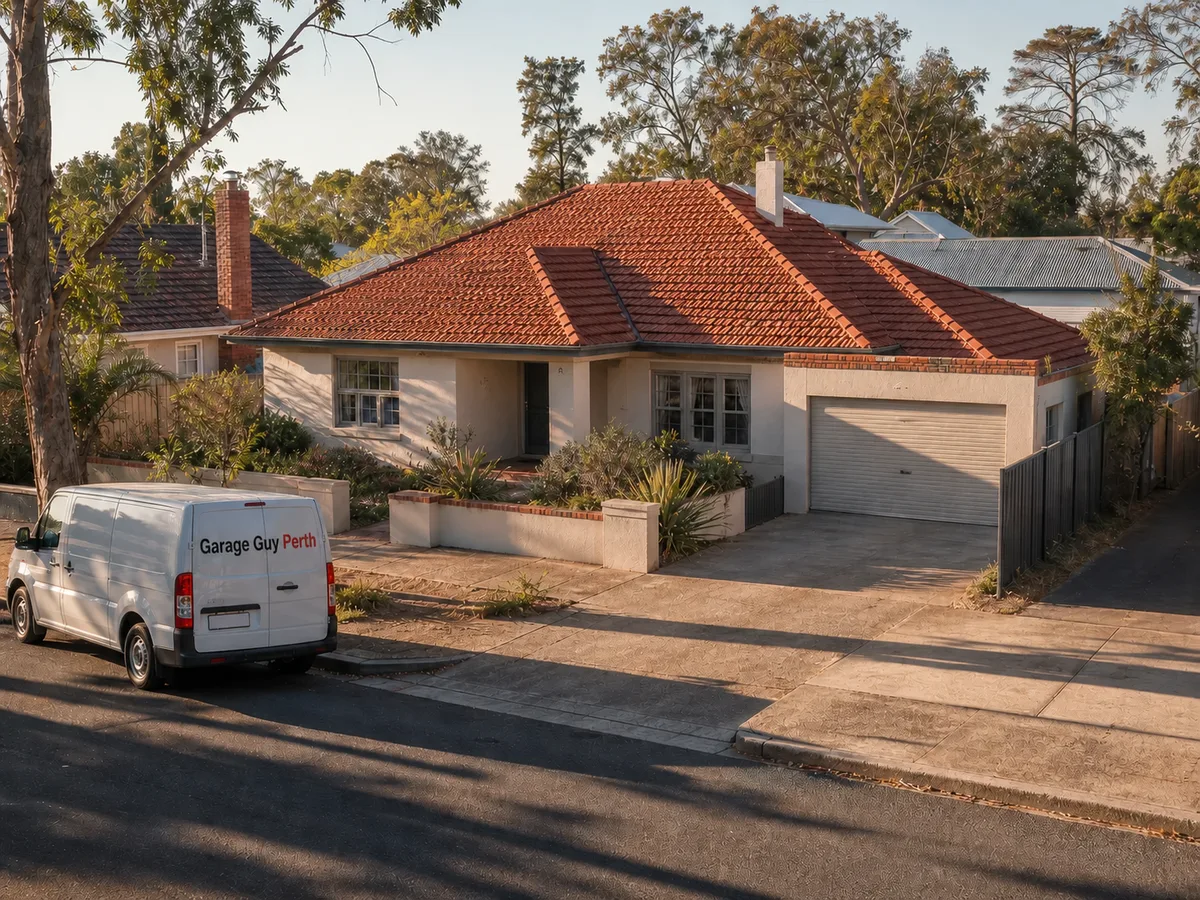 Garage door service on a residential street in Daglish, Perth WA