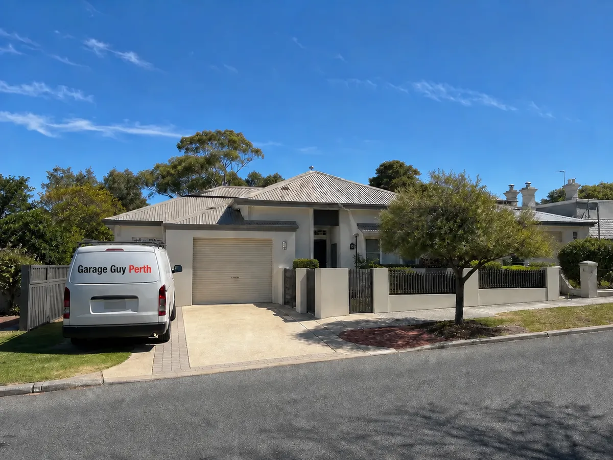 Garage door service on a residential street in East Fremantle, Perth WA