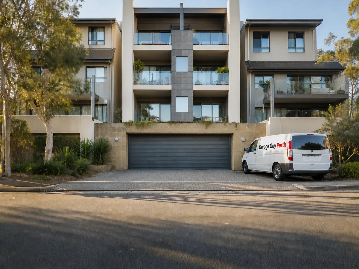 Garage door service on a residential street in East Perth, Perth WA
