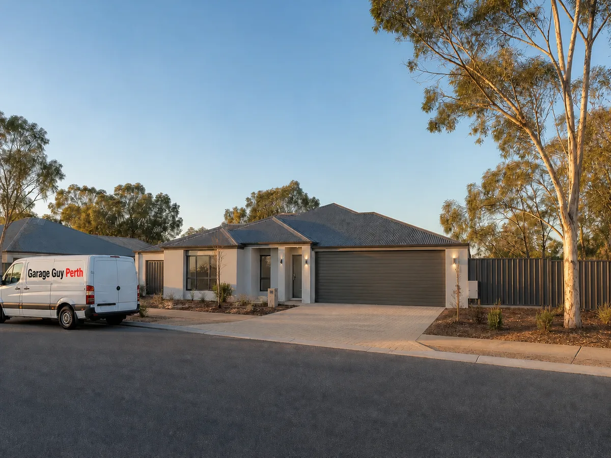 Garage door service on a residential street in Ellenbrook, Perth WA