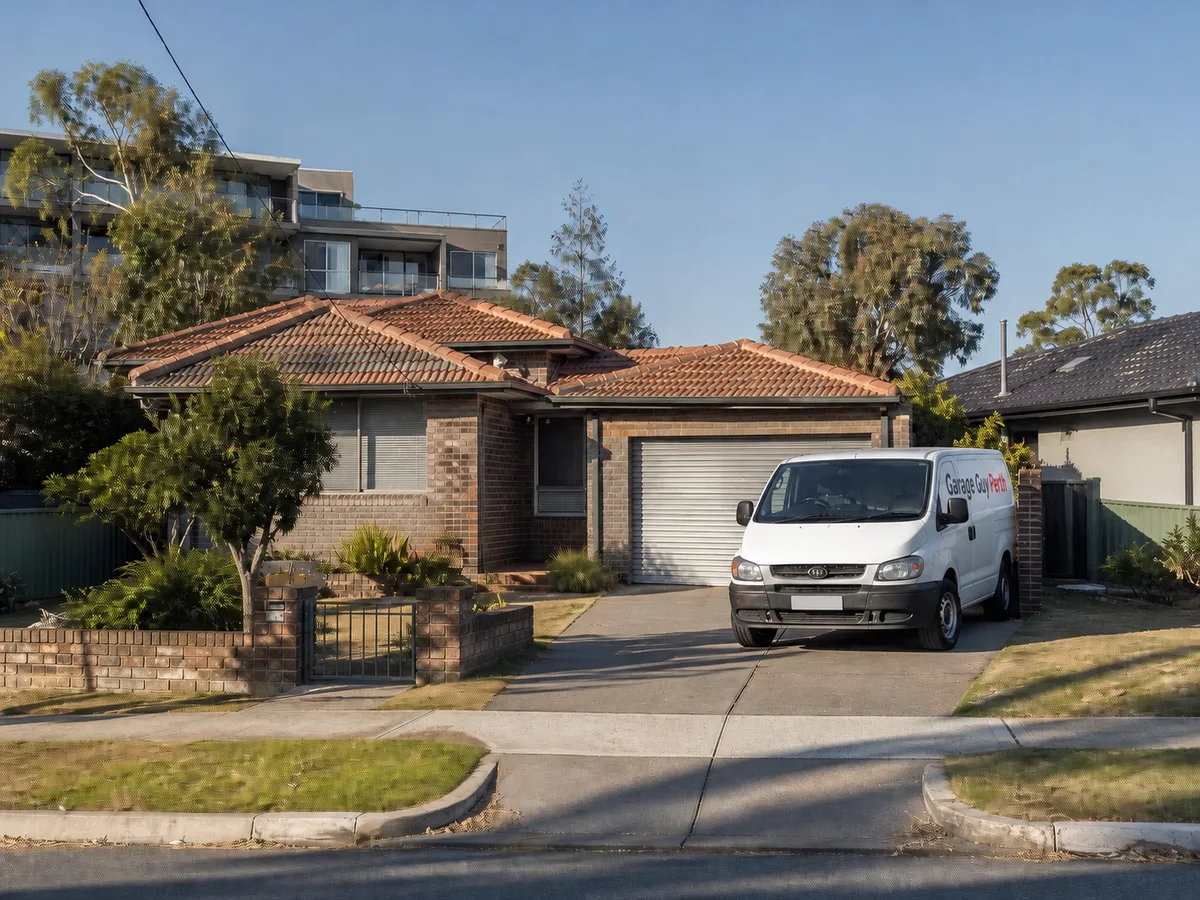 Garage door service on a residential street in Ferndale, Perth WA