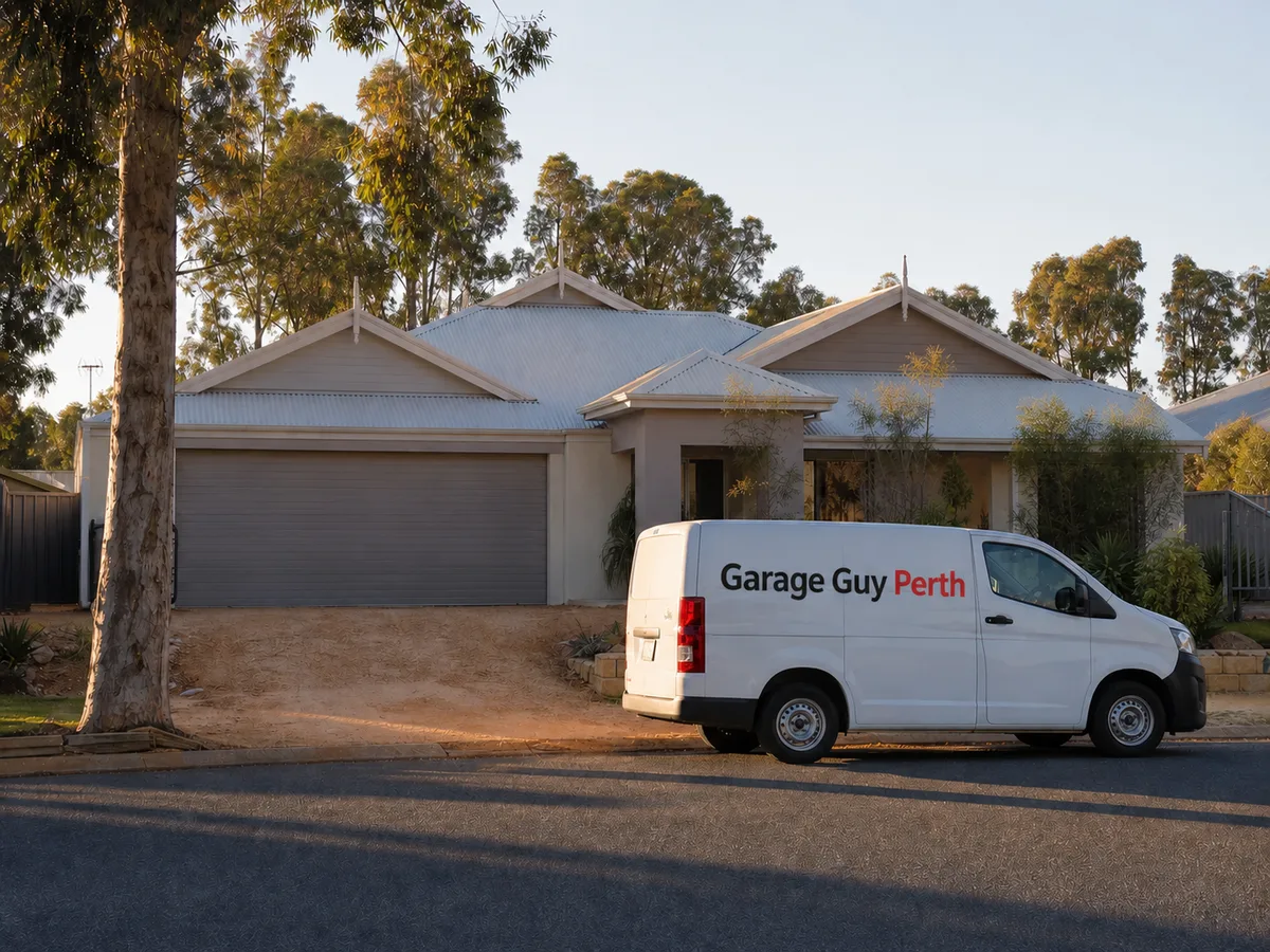 Garage door service on a residential street in Girrawheen, Perth WA