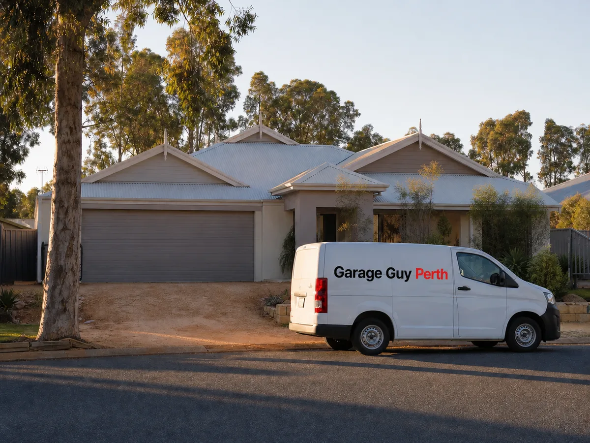Garage door service on a residential street in Gnangara, Perth WA