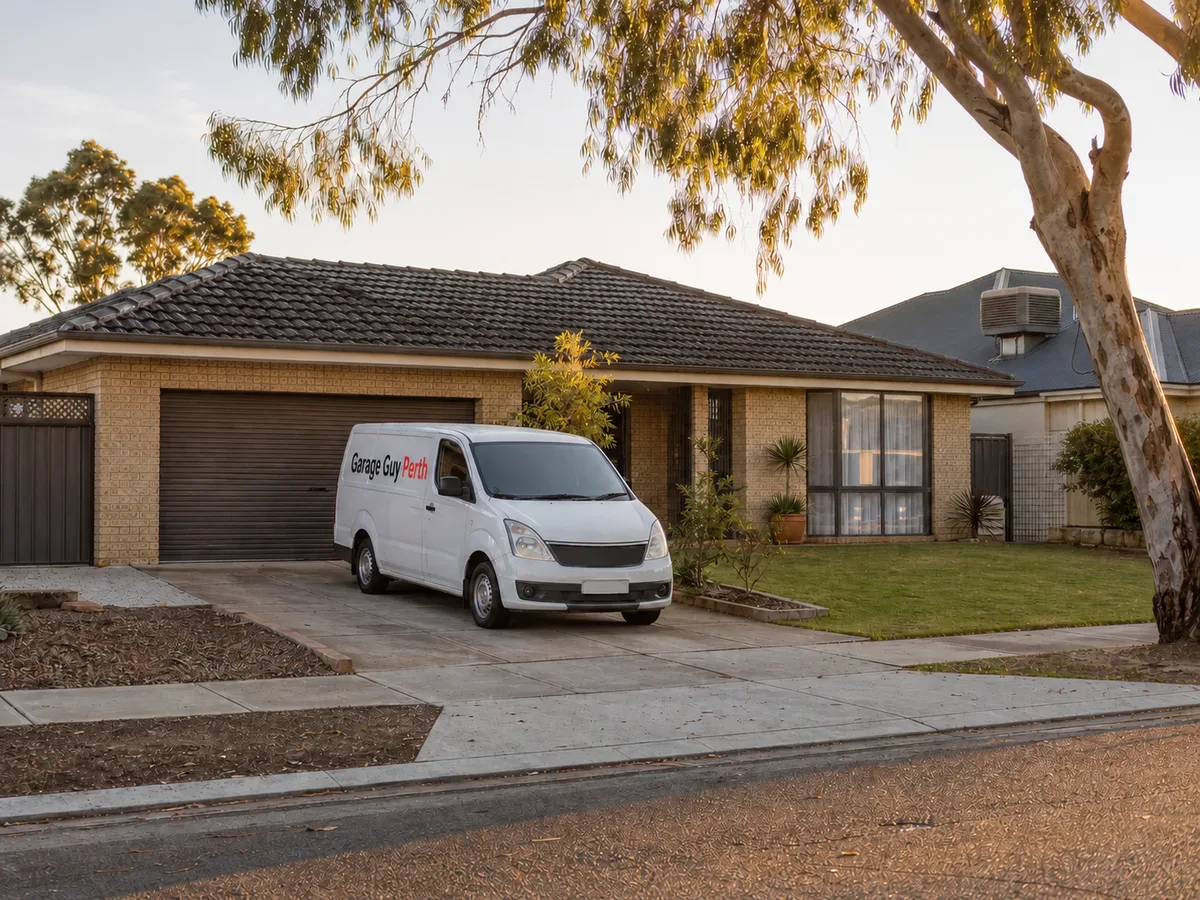 Garage door service on a residential street in Gwelup, Perth WA