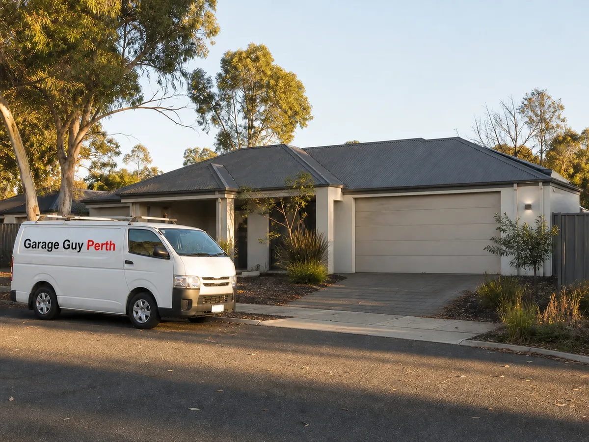 Garage door service on a residential street in Haynes, Perth WA