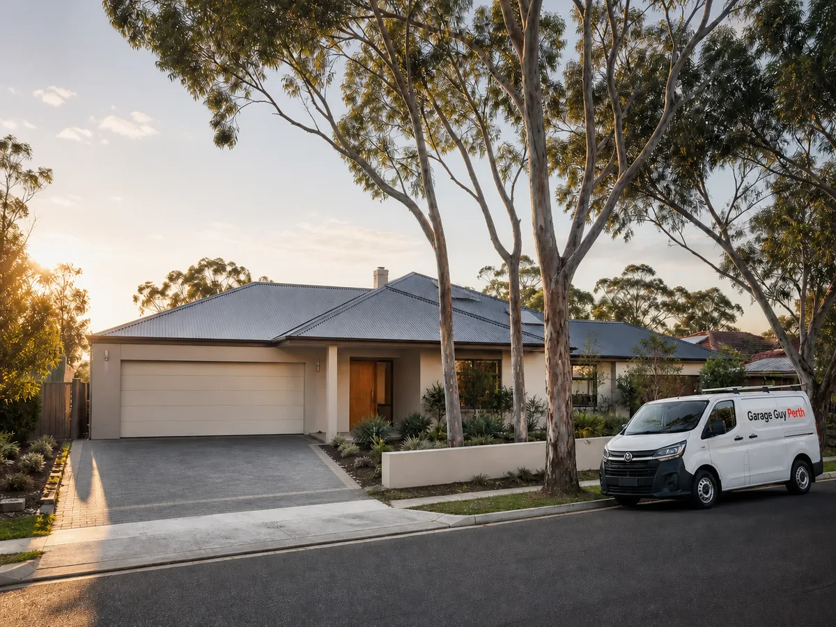 Garage door service on a residential street in Hazelmere, Perth WA