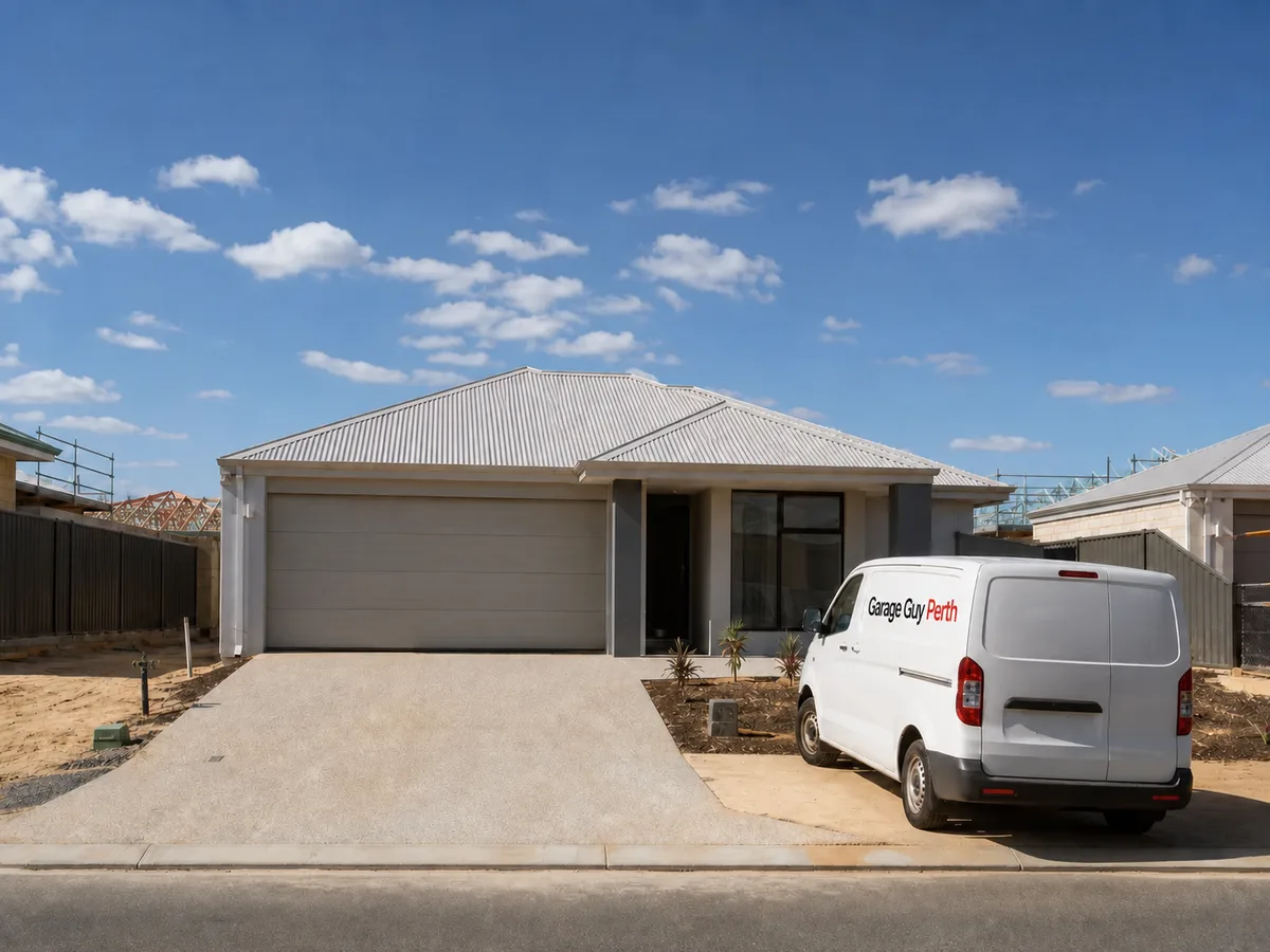 Garage door service on a residential street in Hilbert, Perth WA