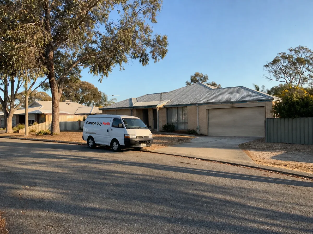 Garage door service on a residential street in Hillman, Perth WA