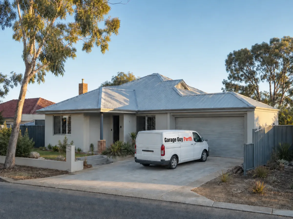 Garage door service on a residential street in Hilton, Perth WA