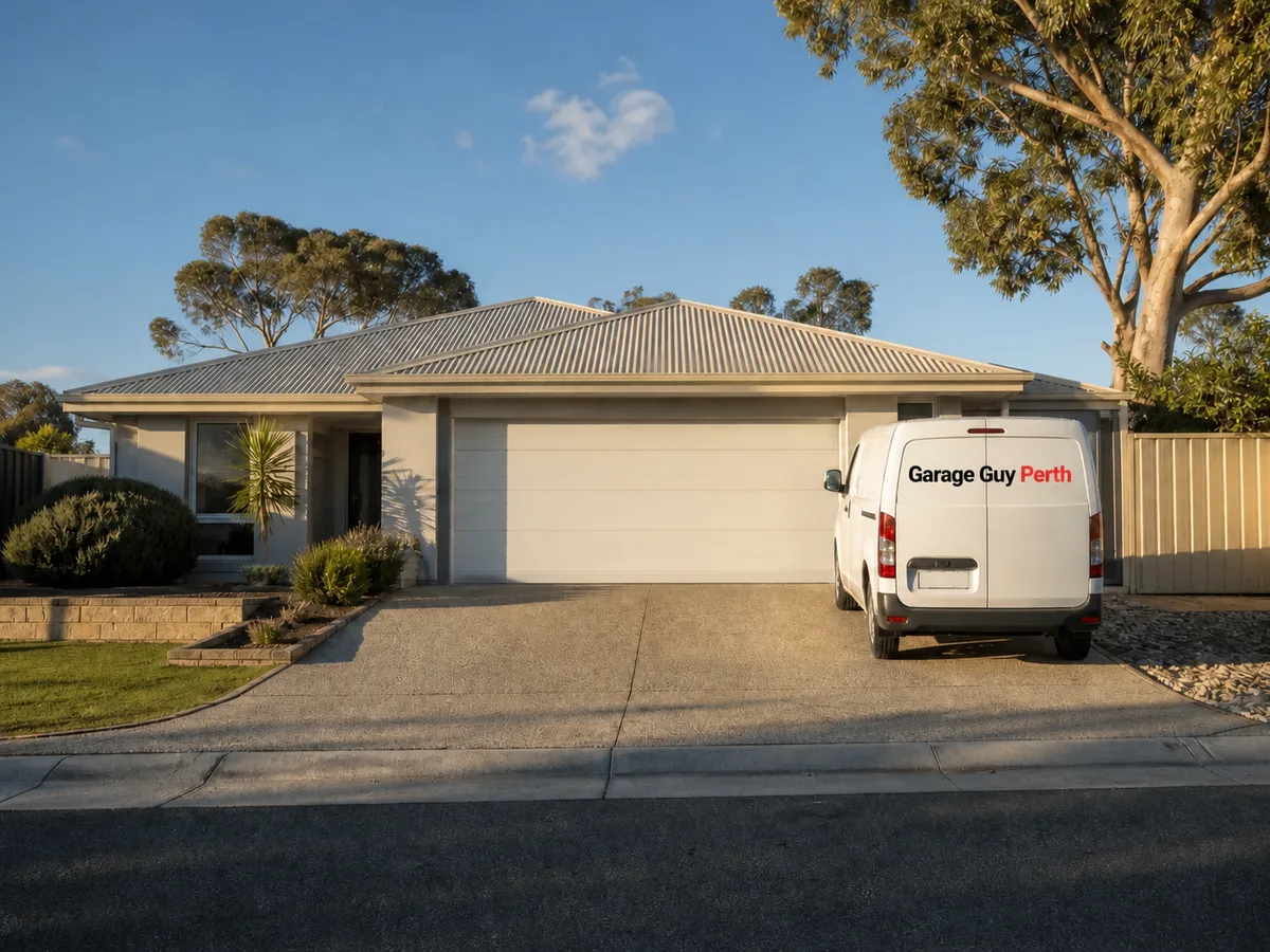 Garage door service on a residential street in Iluka, Perth WA