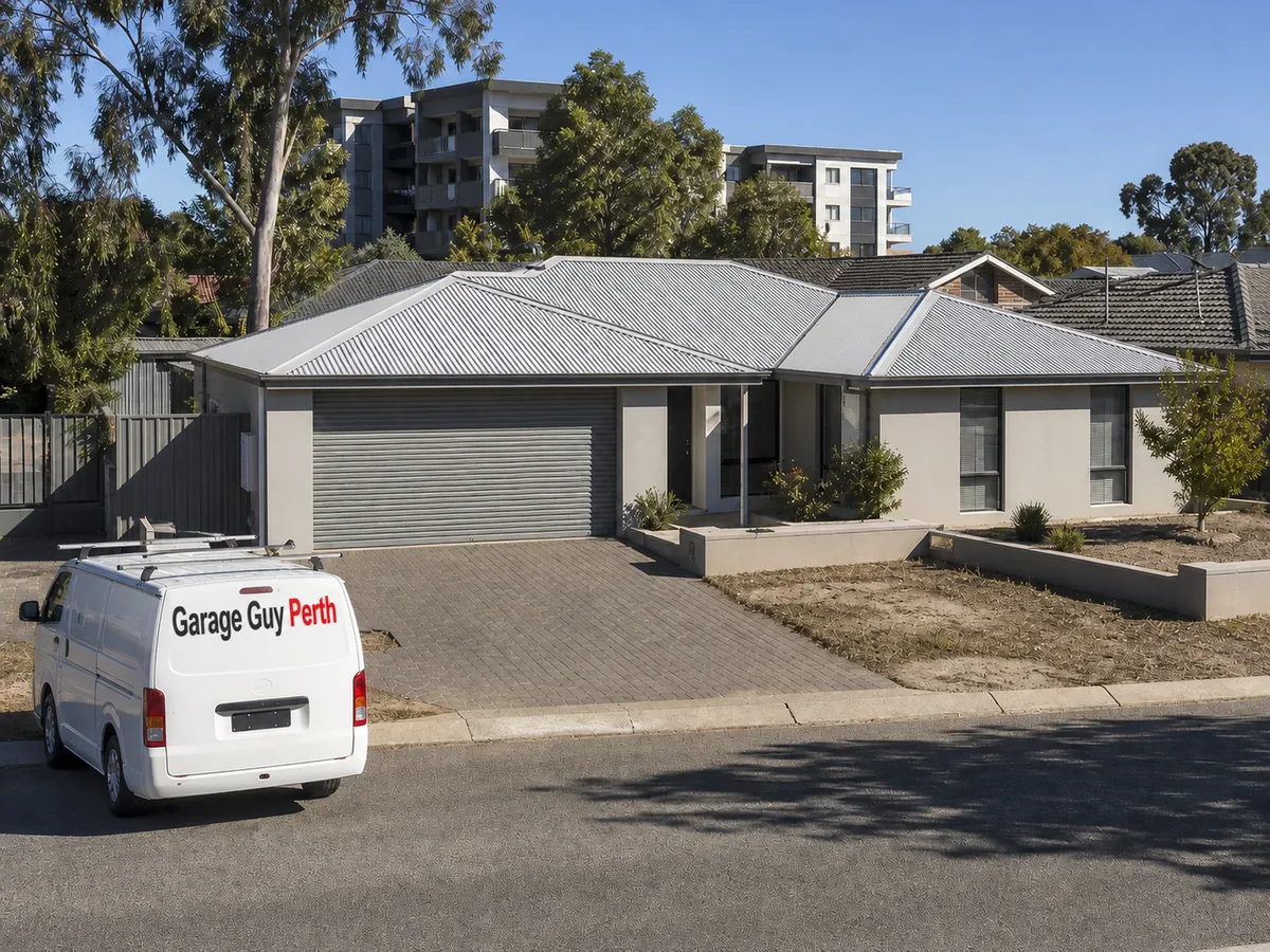 Garage door service on a residential street in Innaloo, Perth WA