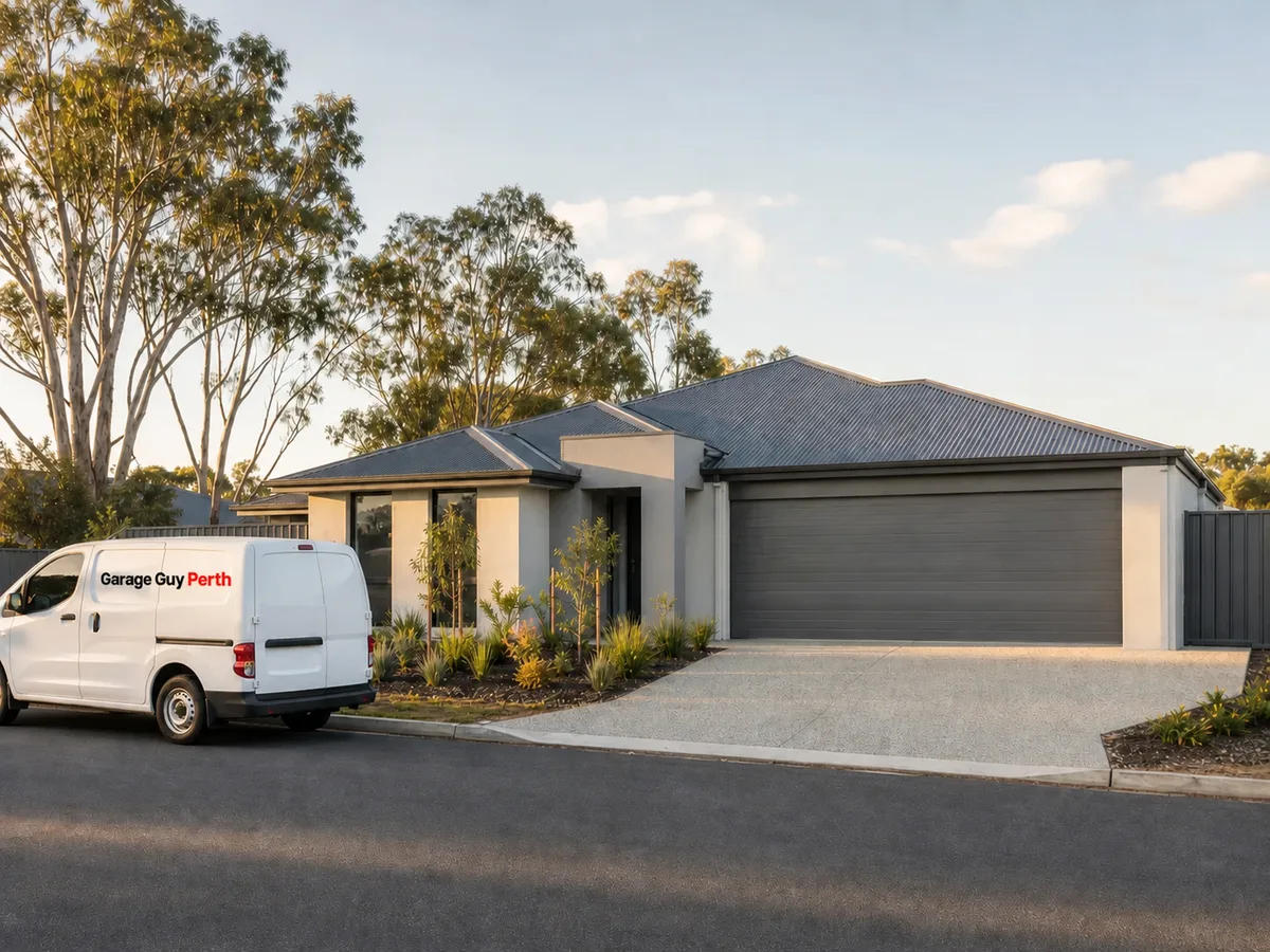 Garage door service on a residential street in Jindalee, Perth WA