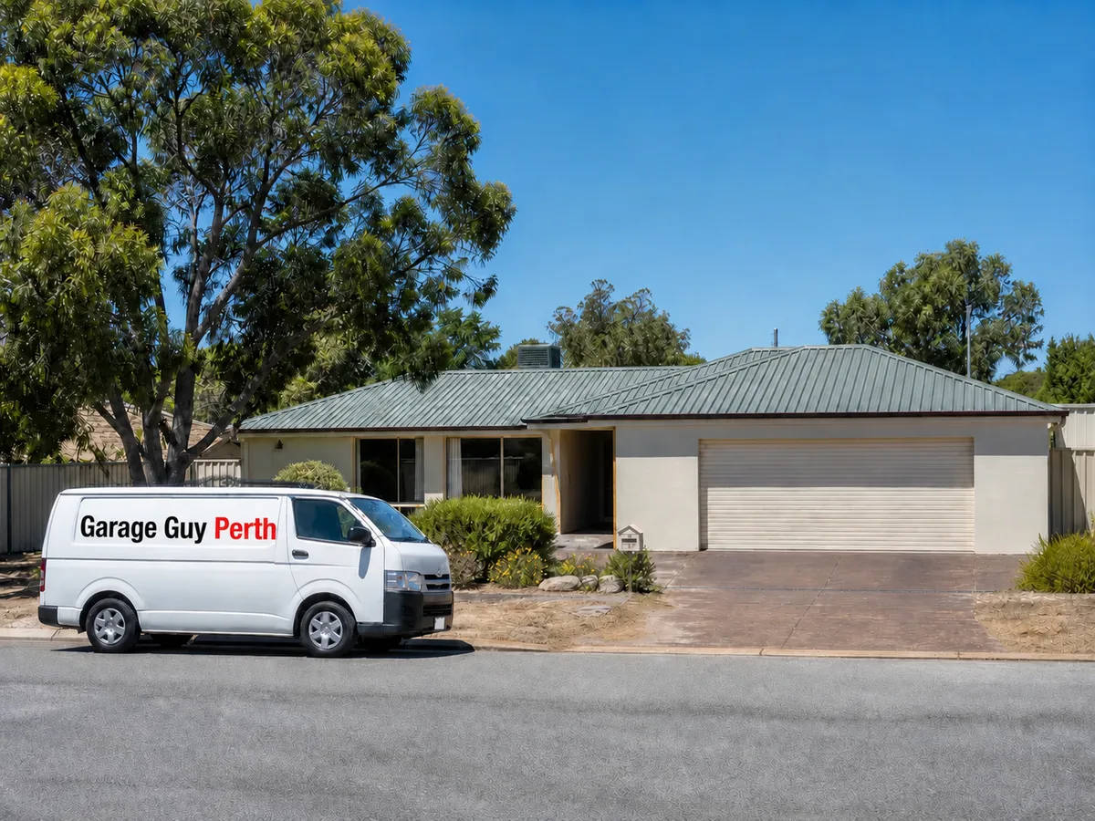 Garage door service on a residential street in Kardinya, Perth WA