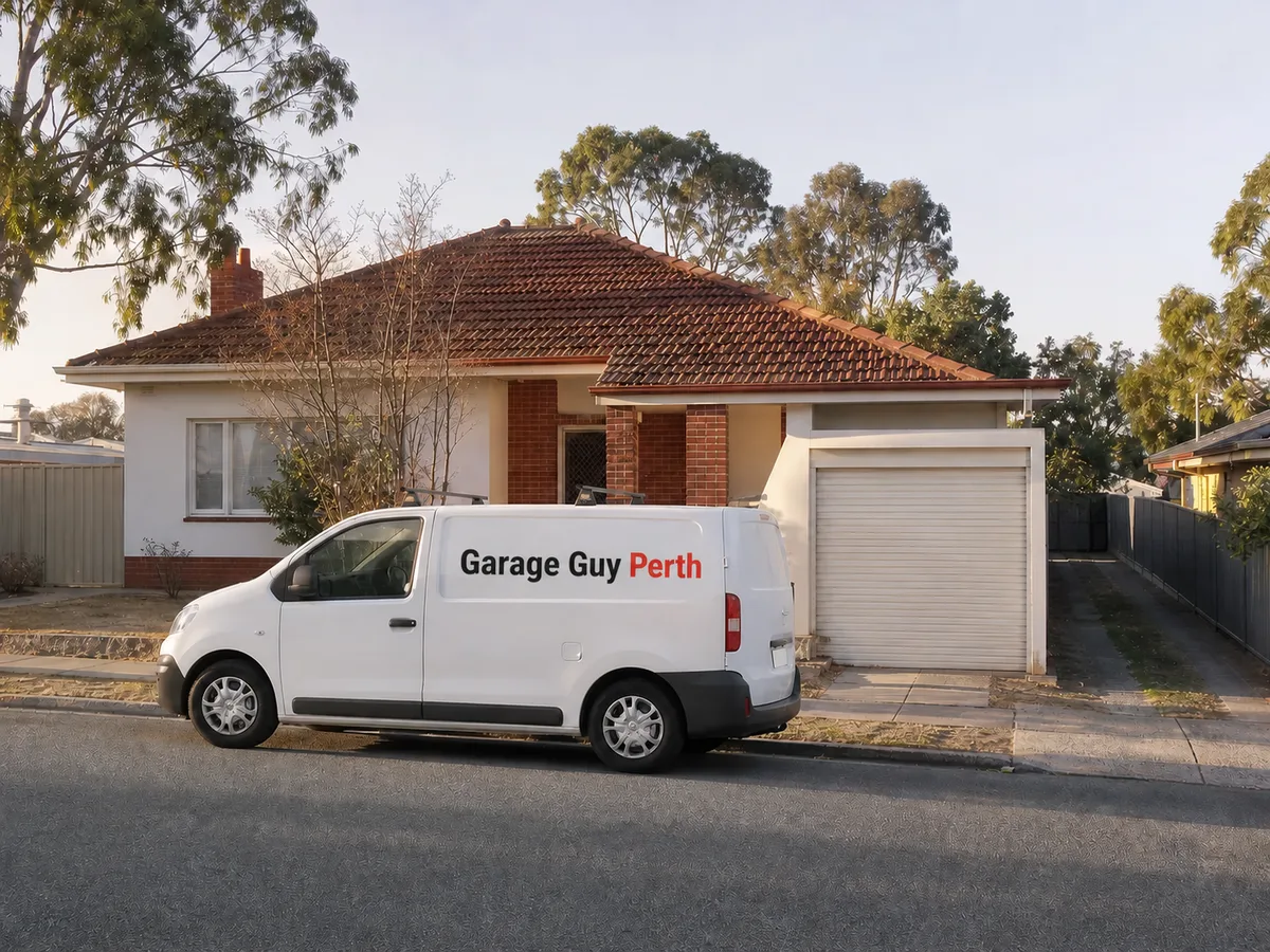 Garage door service on a residential street in Kensington, Perth WA