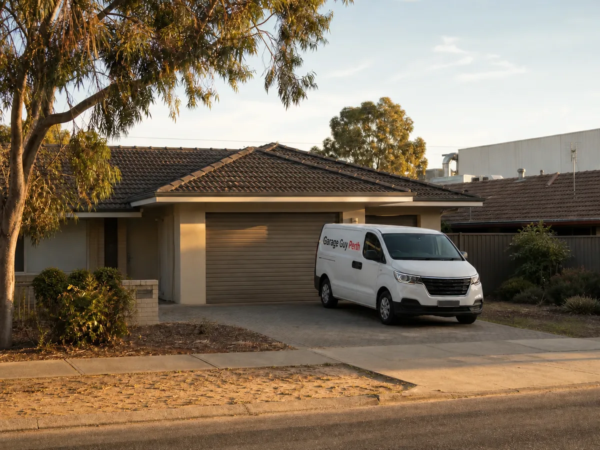 Garage door service on a residential street in Kenwick, Perth WA