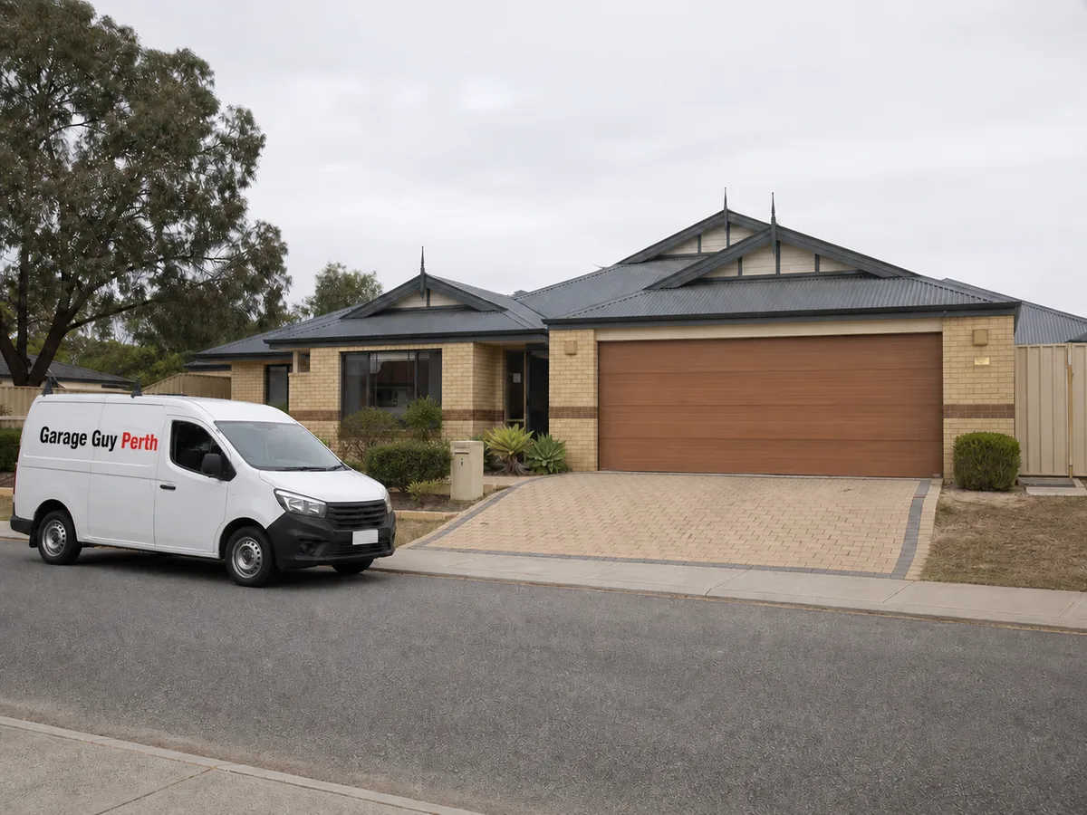 Garage door service on a residential street in Kinross, Perth WA