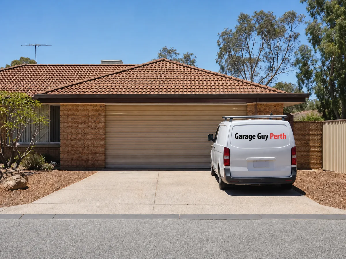 Garage door service on a residential street in Langford, Perth WA