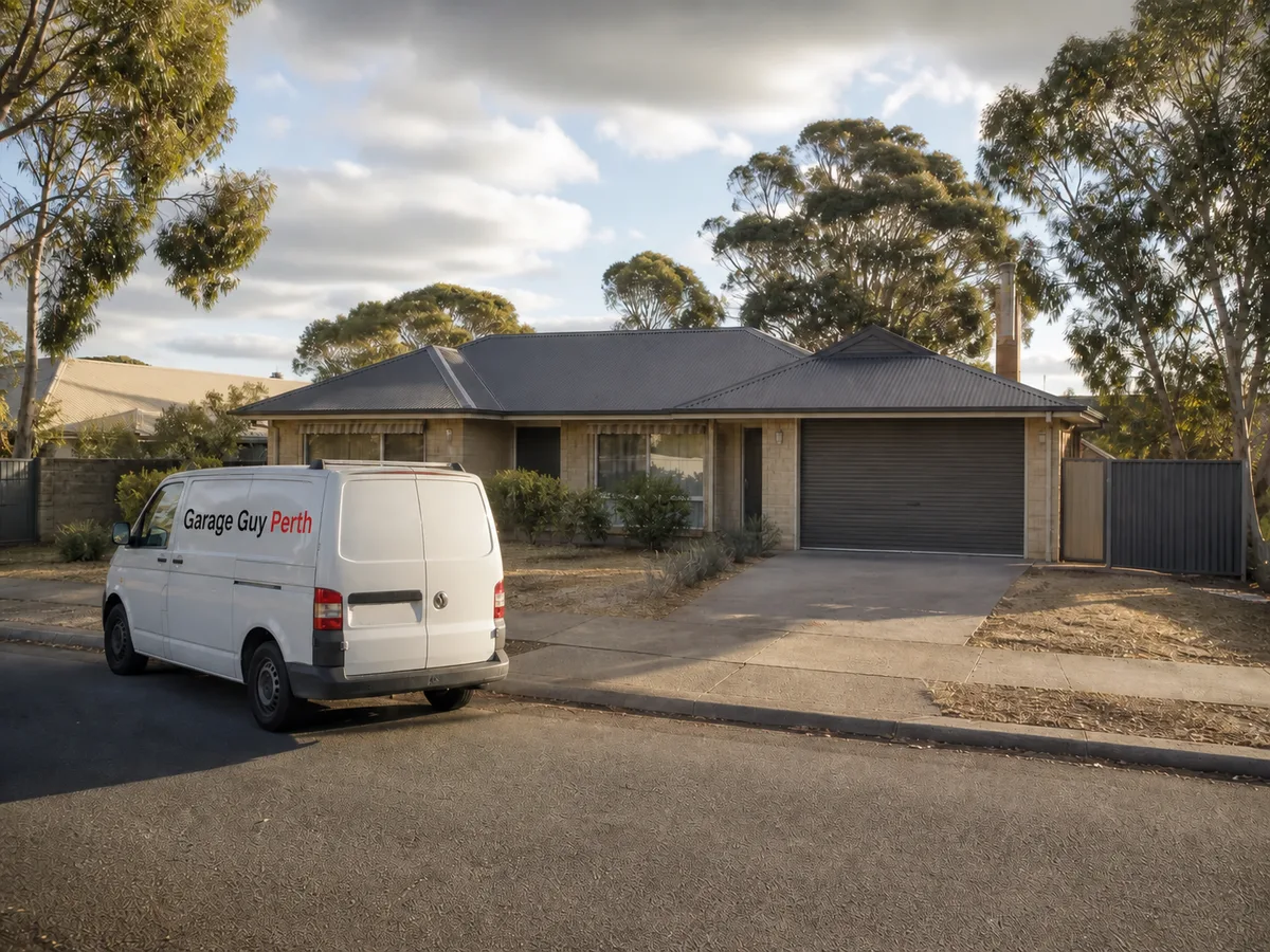 Garage door service on a residential street in Leda, Perth WA