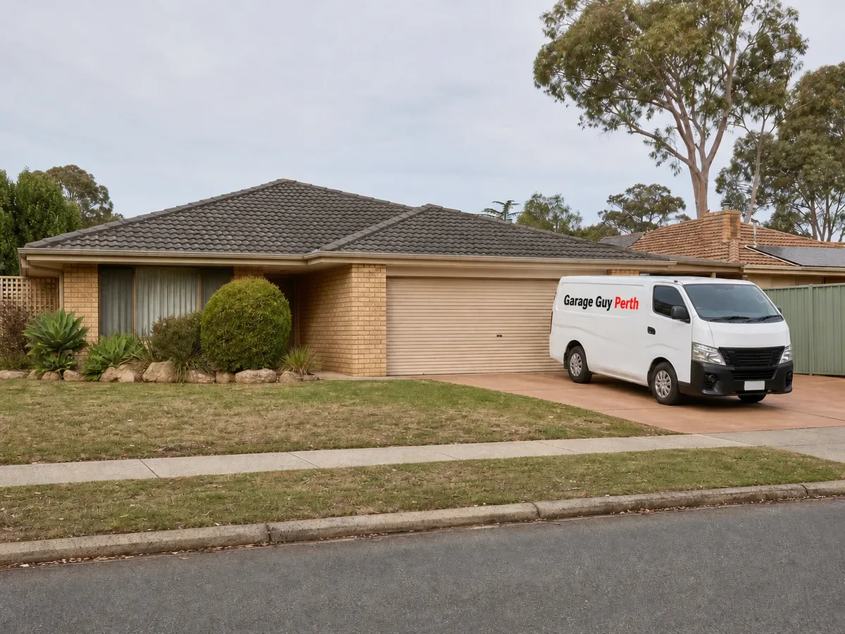 Garage door service on a residential street in Leeming, Perth WA