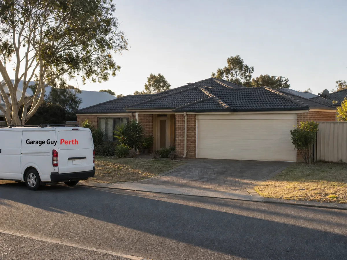 Garage door service on a residential street in Madeley, Perth WA