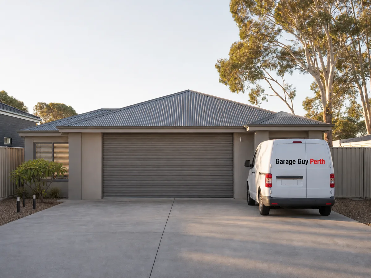 Garage door service on a residential street in Malaga, Perth WA