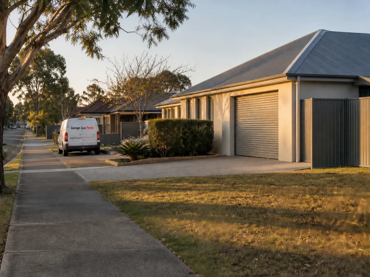Garage door service on a residential street in Manning, Perth WA