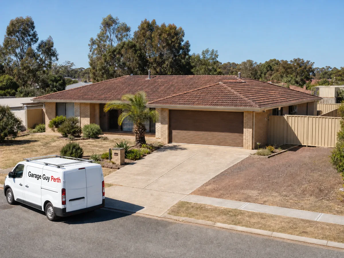 Garage door service on a residential street in Marangaroo, Perth WA