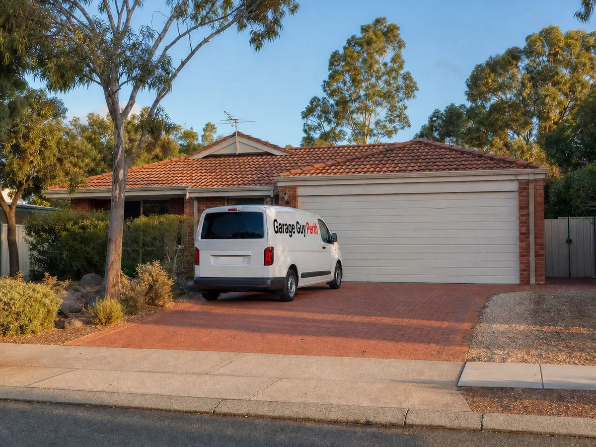 Garage door service on a residential street in Martin, Perth WA