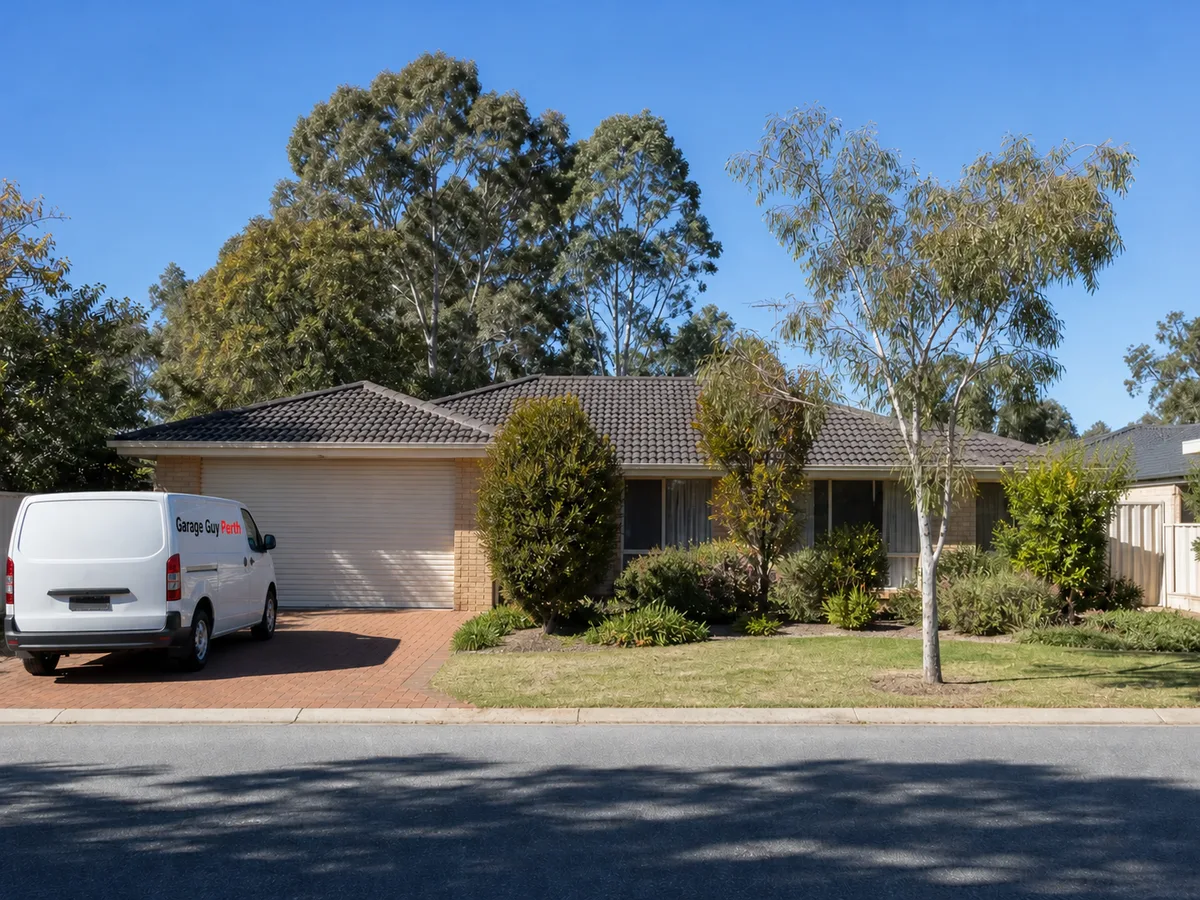 Garage door service on a residential street in Medina, Perth WA