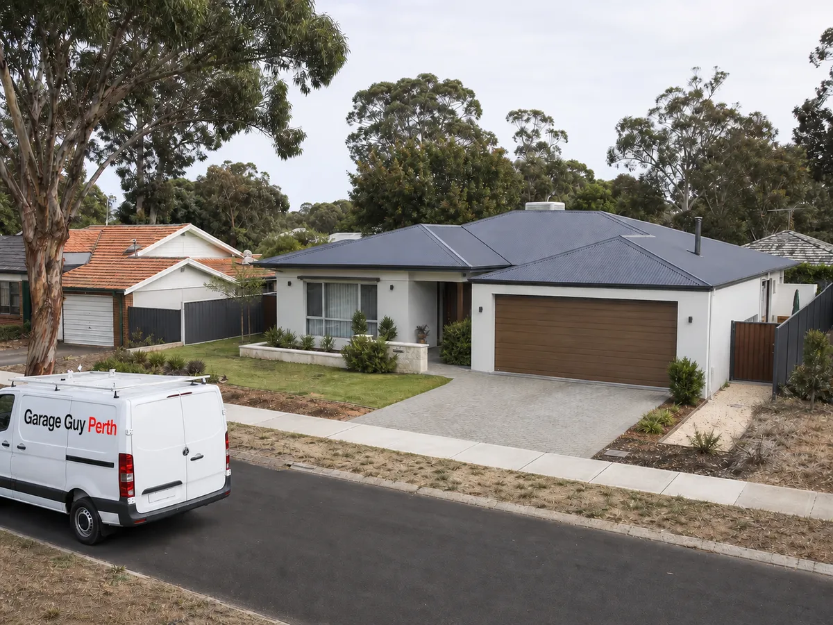Garage door service on a residential street in Menora, Perth WA