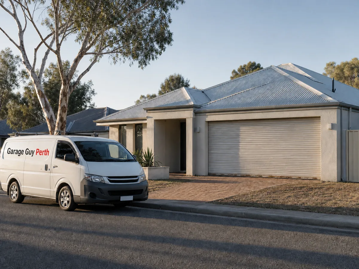 Garage door service on a residential street in Merriwa, Perth WA