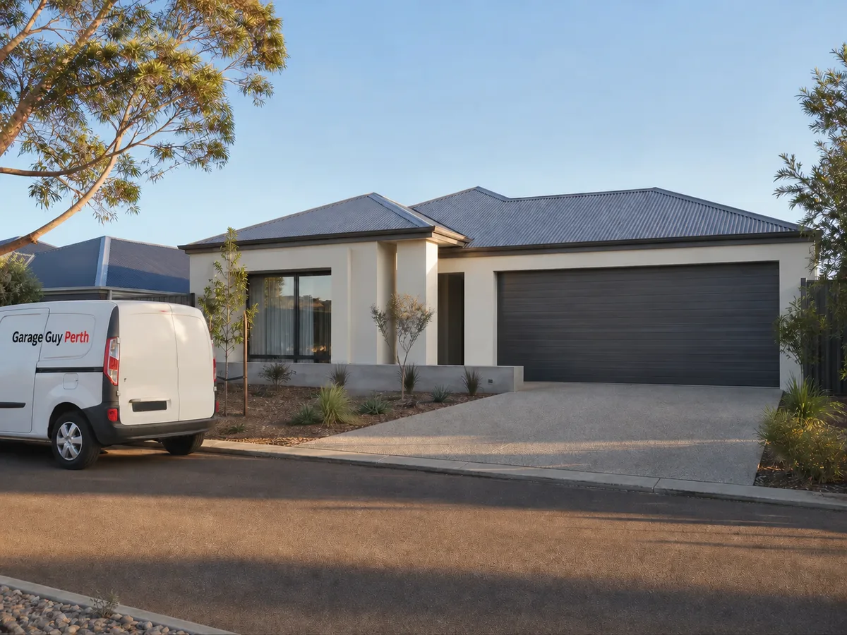 Garage door service on a residential street in Mindarie, Perth WA